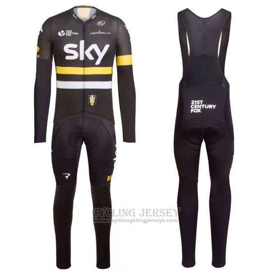 2016 Cycling Jersey Sky Yellow Long Sleeve and Bib Tight